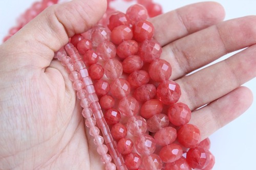 Cabujones Briolette de cuarzo cereza ovalada 18X13 mm espalda plana espalda plana 6 piezas - Imagen 7 de 7
