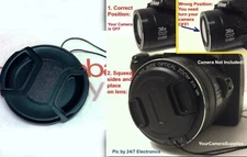 FRONT SNAP ON LENS CAP  DIRECTLY to CAMERA NIKON COOLPIX P510 P-510 +HOLDER