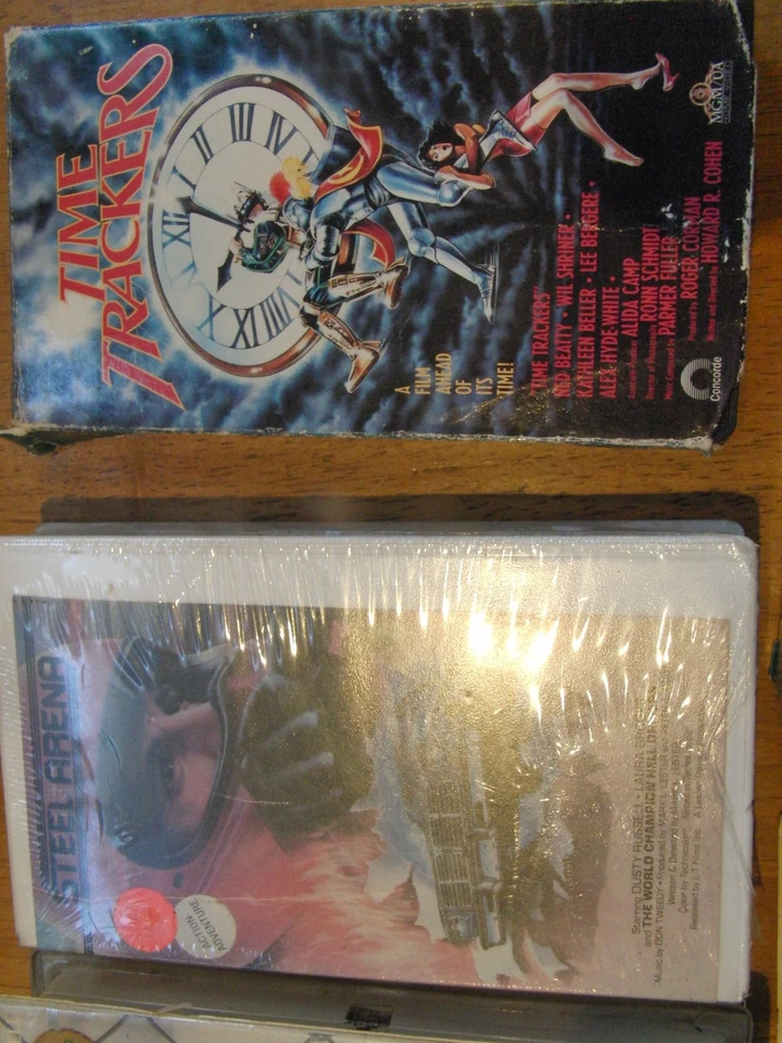 Rare action sci fi VHS lot Bad Guys Dark Ages Time Trackers Steel Arena Gulag - Image 4 of 4