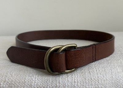 County Seat Womens Ten Star Leather Belt Sz S Solid Brass Double D-Ring Nice