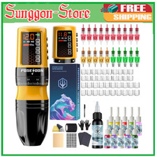 Poseidon Tattoo Gun Kit Wireless Machine Kit 7 Strokes Length with 2pcs 2300m...