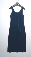 Vintage C&A Womens Dress Uk 14 Blue Velour Detailed Neckline Newfast Diamonte  