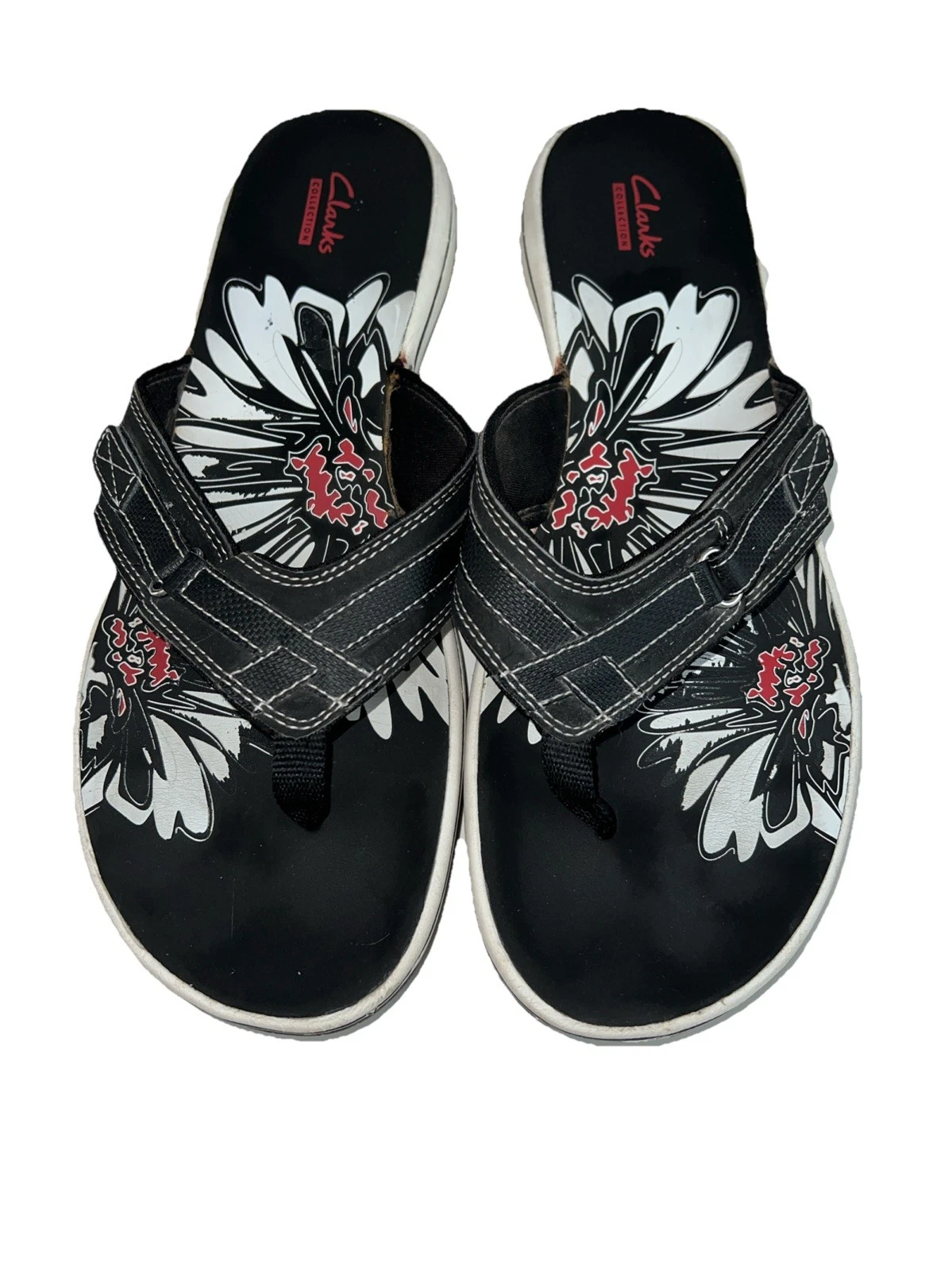 Sandali donna Clarks Breeze mare suola gomma Eva ammortizzati nero bianco 12M