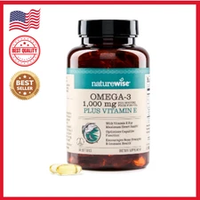 NatureWise Omega 3 Fish Oil and Vitamin E. Support for Heart & Brain Health