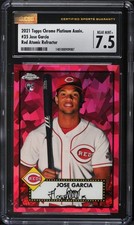 2021 Topps Chrome Platinum Red Atomic Refractor Jose Garcia ROOKIE #35 CSG 7.5