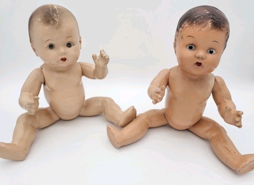 Antica composizione americana baby dolls bambina e sorellina abiti adorabili - Foto 9 di 13