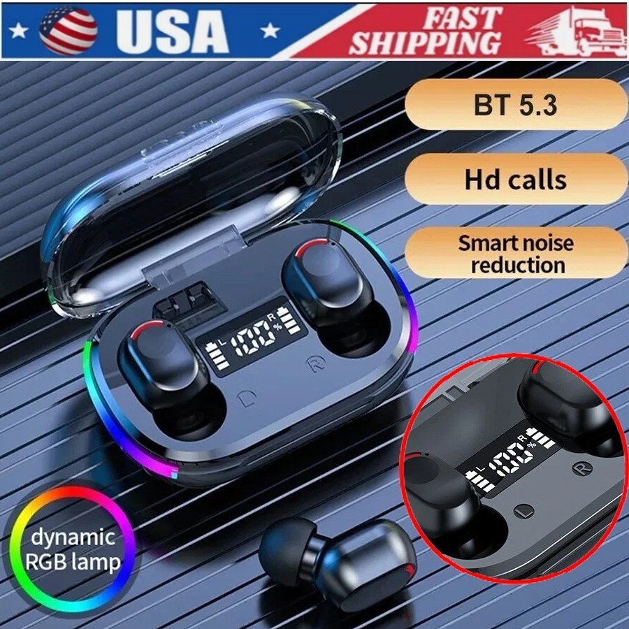 Wireless Earbuds TWS Bluetooth 5.3 Waterproof LED Display Headphones-image