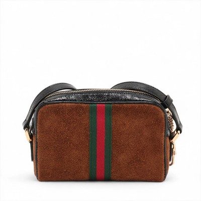 Gucci Suede Patent Vernis Leather Shoulder Bag Brown Black | eBay
