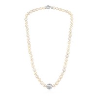 Cavill Silbercollier Damen WeißEr Quarz 3,41Ct Perlen 925 Sterling