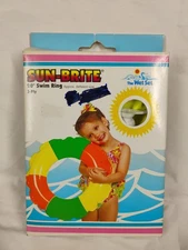 Intex The Wet Set Sun Brite 20" Swim Ring NOS NIB Vintage 1994 Rare Neon Colors