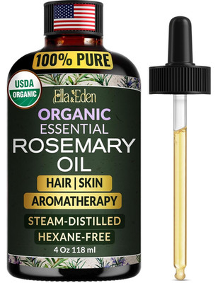 Organic Rosemary Essential Oil - BIG 4 Fl Oz Bottle, 100% Pure, Steam-Distilled,