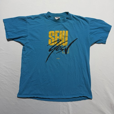 #ad Vintage 90s SEIU YES Union T Shirt L Oneita Power T Single Stitch Made in USA $18.99