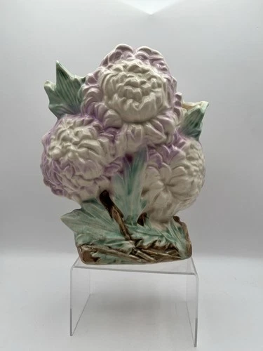 McCoy vase Antique Purple Spider Mums Vtg Floral Pottery Vase