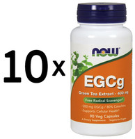 10 X NOW Foods Egcg Green Tea Extract, 400Mg - 90 Vcaps (144,43 Eur/Kg)