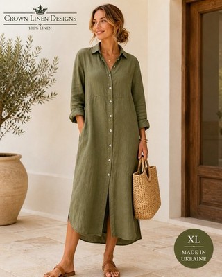 modest linen dresses for women Linen Mandarin Neck Maxi | Modest Maxi Dresses