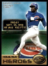 Sammy Sosa 1998 Pacific Home Run Heroes #2 Cubs MLB READ FREE SHIP AutographDen