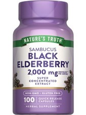 Black Elderberry Capsules 100 Count Super Concentrated Non-GMO Gluten Free