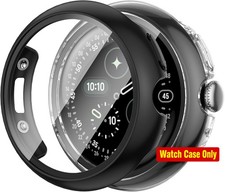 Case with Screen Protector for Google Pixel Watch 5 45mm, Black  Clear