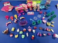 HUGE Shopkins Lot - 4 Dolls Furniture Food carts card game