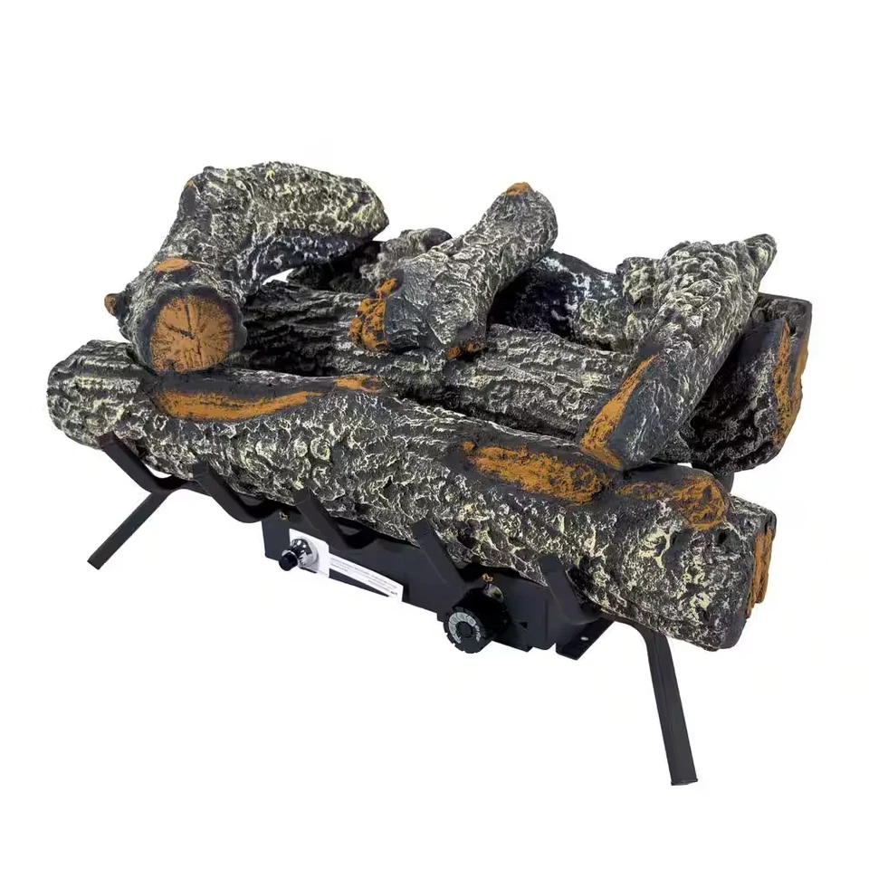 Roble del sur 24 pulgadas Troncos de chimenea de gas combustible doble sin ventilación Foto 4 de 4