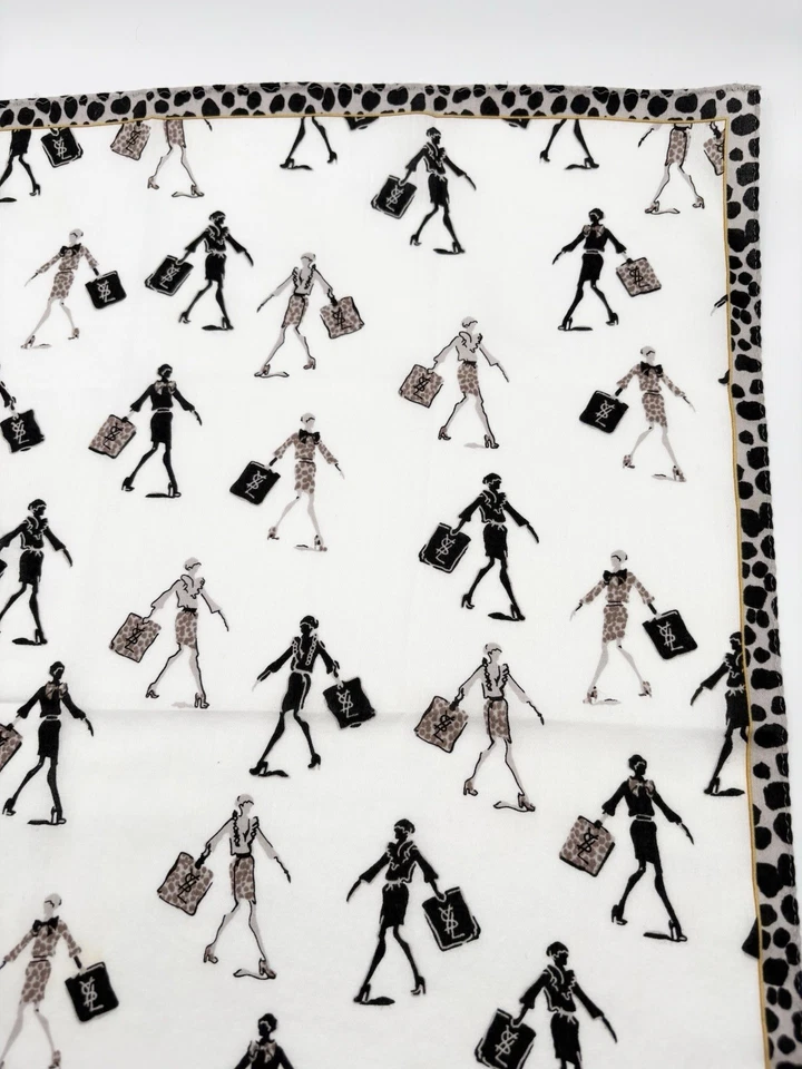 YSL Yves Saint Laurent леопард печать шарф девочка с сумка для покупок произведение искусства Y2K - Изображение 4 из 4