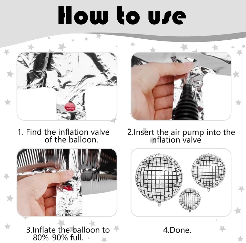 Palloncini Disco,16 Pezzi Palloncini Di Alluminio Da Discoteca,Palloncini Foil,  - Immagine 3 di 4