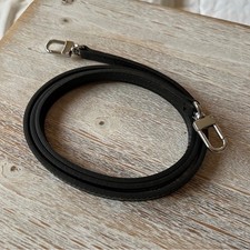 Genuine Leather Purse Strap Replacement for YSL Noir Silver Hardware