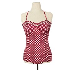 1950s Vintage Swimsuit 50s Inspired Retro Bathing Suit Red Gingham Pinup Medium