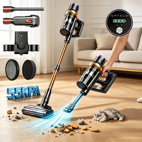 Cordless Vacuum Cleaner 55KPA Stick Lightweight for Wooden Hardwood Floor Carpet deal from eBay