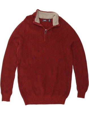IZOD Herren Zip Neck Pullover Sweater Medium Rot Baumwolle DR06