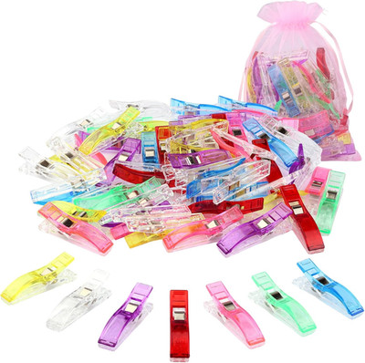 Large Sewing Clips, Pack of 50 Jumbo Wonder Seeing Magic Clips with Bag for Fabr