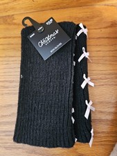 Girls Kids One Size Bow Gloves NEW Open Fingers Thumb Hole Black Pale Pink Bows