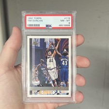 Topps 1997 Tim Duncan Rookie #115 Spurs PSA 8 NM-MT Basketball Card. rookie card picture