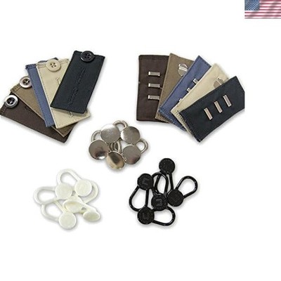 25-Pack Waistband Extender Set - 5 x White Button, 5 x Black Button, 5 x Spri...