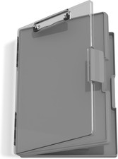 Clipboard with Storage, Grey 8.5 x 11 Folder Nursing Side Opening, Heavy Duty wi