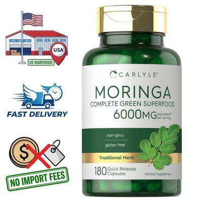 Moringa Oleifera 6000 mg Extract | 180 Capsules | Natural Leaf Powder Supplement