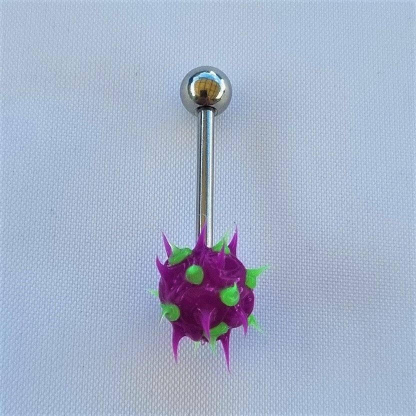 Silicon Tongue Bar Purple And Green Spikey Tickler Tongue Barbell eBay