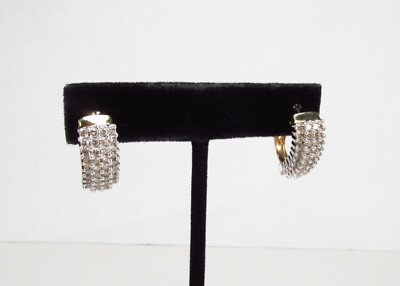 Vintage M. Fabrikant 10K Gold 2,0 ctw Diamant Cluster Halb Creolen Schnapp Ohrringe