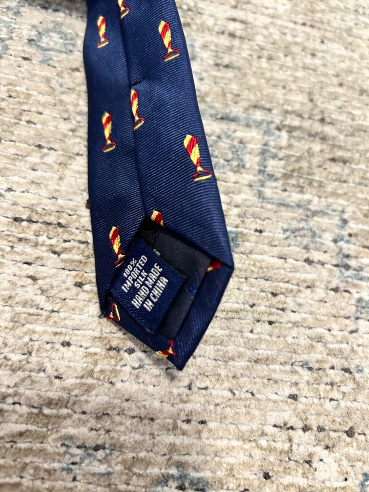 Corbata Paul Frederick azul rojo amarillo divertida bordada criatura preppy Foto 3 de 4