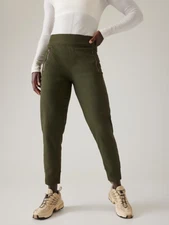 Athleta 8 (M MEDIUM) Trekkie North High Rise Jogger Aspen Olive Hiking Pants NEW