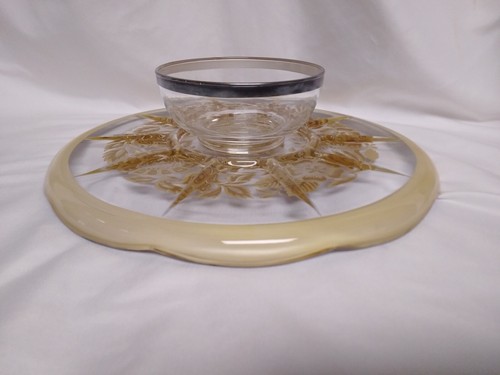 VTG MCM GEORGES BRIARD FLORAL SILVER INLAY SCALLOPED PEDESTAL CAKE PLATE STAND - Picture 4 of 5