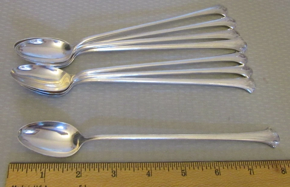 Towle Sterling Silver CHIPPENDALE Iced Tea Spoon Set 8 mono letter S 235g - Image 4 of 4