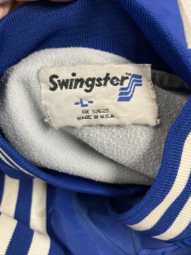 Vintage Wickes Lumber Blue Varsity Jacket Swingster Mens Size Large Made In USA - Picture 3 of 12