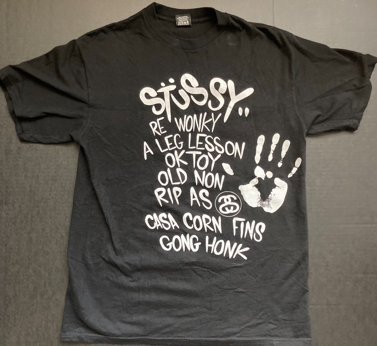 Vintage Stussy Kaws world tour graffiti shirt medium black Vintage Stussy Kaws world tour graffiti shirt medium black
