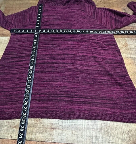 Catherines Sweater Womens 1X Purple Heather Cowl Neck Pullover 3/4 Sleeve Top - Picture 4 of 6