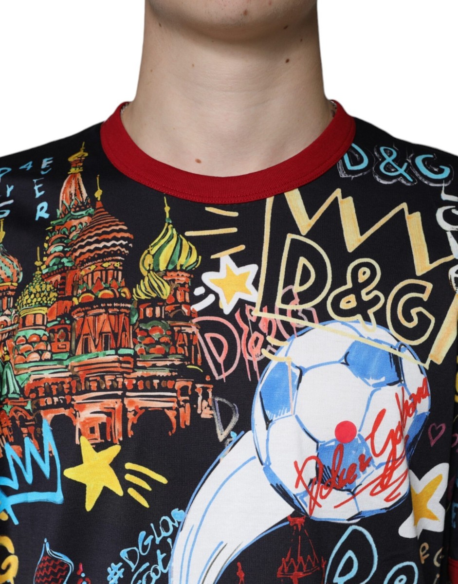 DOLCE & GABBANA T-shirt Multicolor Graphic Print Cotton Crew DOLCE & GABBANA T-shirt Multicolor Graphic Print Cotton Crew