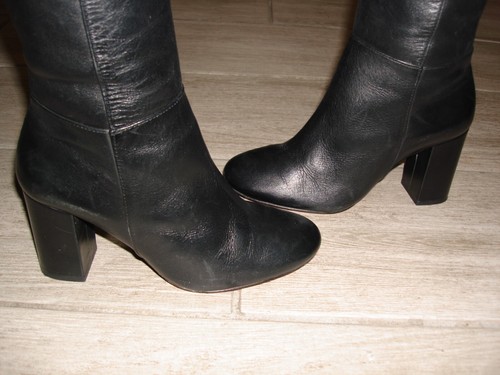 Schutz Boots Women's 5.5B ULTRA SOFT Black Leather Block Heeled 17" Floor to top - Picture 10 of 13