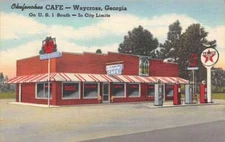 Waycross Georgia Okefenokee Cafe & Texaco Gas Station, Vintage PC U17791
