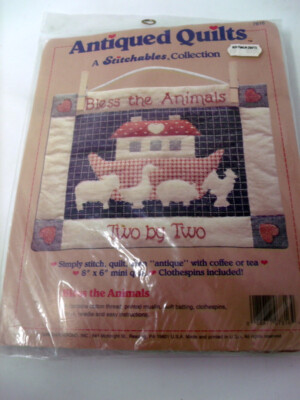 Vintage Dimensions Antiqued Quilts BLESS THE ANIMALS Two by Two Mini Quilt Kit