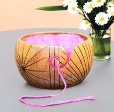 Handmade Wooden Yarn Bowl For Crocheting  Knitting, Large Yarn Storage Bowl
